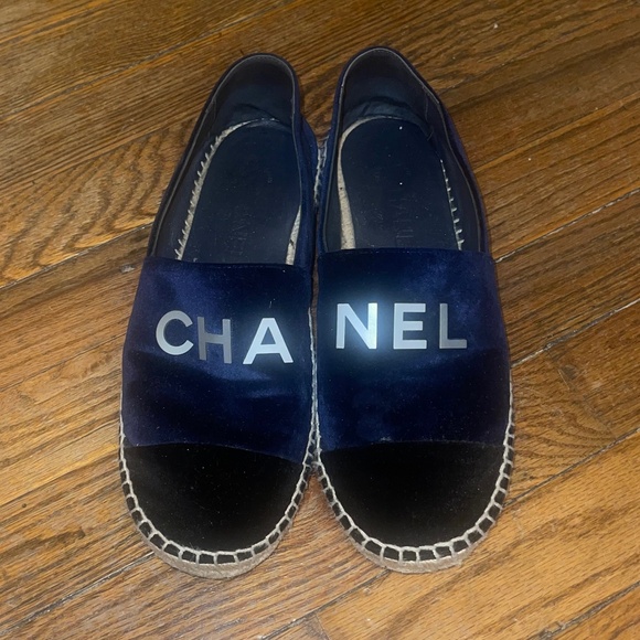 Chanel Blue Velvet Espadrilles - Picture 1 of 4
